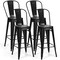 30 Inch Set of 4 High Back Stackable Metal Bar Stools with Removable Backrest and Footrest